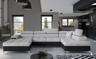 Coltar extensibil dreapta 5 locuri ELTAP, Edr-54, Eduardo, 337x205x88 cm, lemn/poliester, gri deschis/negru