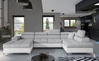 Coltar extensibil dreapta 5 locuri ELTAP, Edr-55, Eduardo, 337x205x88 cm, lemn/poliester, gri deschis/alb