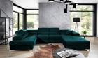 Coltar extensibil stanga 5 locuri ELTAP, Edr-99, Eduardo, 337x205x88 cm, lemn/poliester, verde inchis