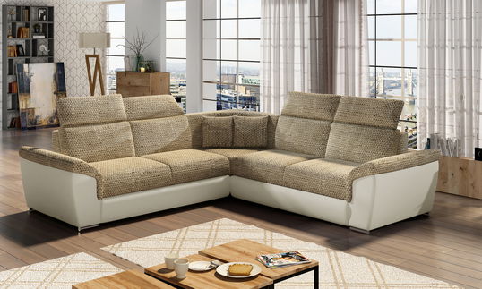 Coltar extensibil 5 locuri ELTAP, Fed-02, Federico, 266x266x102 cm, lemn/poliester, bej/bej deschis