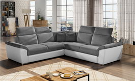 Coltar extensibil 5 locuri ELTAP, Fed-10, Federico, 266x266x102 cm, lemn/poliester, gri inchis/alb