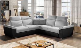 Coltar extensibil 5 locuri ELTAP, Fed-11, Federico, 266x266x102 cm, lemn/poliester, gri deschis/negru