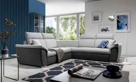 Coltar extensibil 5 locuri ELTAP, Fed-36, Federico, 266x266x102 cm, lemn/poliester, gri deschis/gri inchis