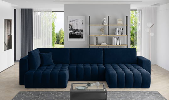 Coltar extensibil dreapta 6 locuri ELTAP, RT-40VE, Bonito, 350x175x92 cm, lemn/poliester, albastru inchis