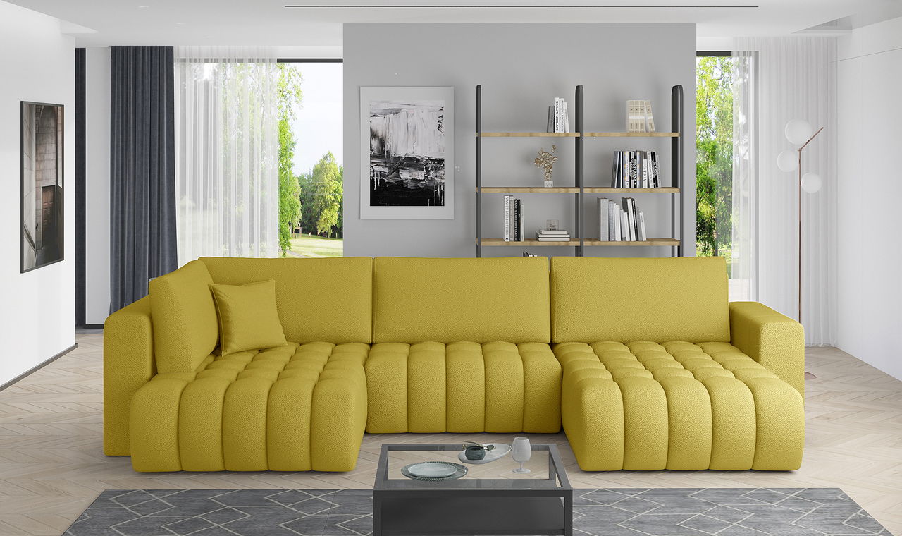 Coltar extensibil dreapta 6 locuri ELTAP, RT-45SA, Bonito, 350x175x92 cm, lemn/poliester, galben