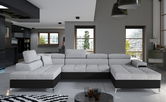 Coltar extensibil stanga 5 locuri ELTAP, Edr-01, Eduardo, 337x205x88 cm, lemn/poliester, gri/negru