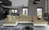 Coltar extensibil stanga 5 locuri ELTAP, Edr-02, Eduardo, 337x205x88 cm, lemn/poliester, bej/crem