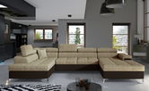 Coltar extensibil stanga 5 locuri ELTAP, Edr-03, Eduardo, 337x205x88 cm, lemn/poliester, bej/maro inchis