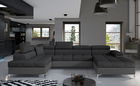 Coltar extensibil stanga 5 locuri ELTAP, Edr-04, Eduardo, 337x205x88 cm, lemn/poliester, gri inchis/gri
