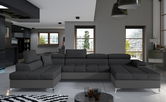 Coltar extensibil stanga 5 locuri ELTAP, Edr-04, Eduardo, 337x205x88 cm, lemn/poliester, gri inchis/gri