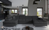Coltar extensibil stanga 5 locuri ELTAP, Edr-05, Eduardo, 337x205x88 cm, lemn/poliester, gri inchis