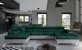 Coltar extensibil stanga 5 locuri ELTAP, Edr-10, Eduardo, 337x205x88 cm, lemn/poliester, verde inchis/gri