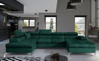 Coltar extensibil stanga 5 locuri ELTAP, Edr-11, Eduardo, 337x205x88 cm, lemn/poliester, verde inchis