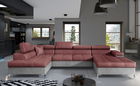 Coltar extensibil stanga 5 locuri ELTAP, Edr-12, Eduardo, 337x205x88 cm, lemn/poliester, roz inchis/gri