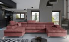 Coltar extensibil stanga 5 locuri ELTAP, Edr-13, Eduardo, 337x205x88 cm, lemn/poliester, roz inchis