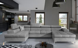 Coltar extensibil stanga 5 locuri ELTAP, Edr-16, Eduardo, 337x205x88 cm, lemn/poliester, gri