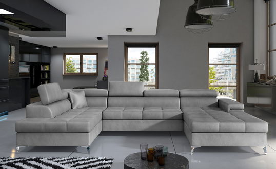 Coltar extensibil stanga 5 locuri ELTAP, Edr-16, Eduardo, 337x205x88 cm, lemn/poliester, gri