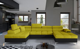 Coltar extensibil stanga 5 locuri ELTAP, Edr-17, Eduardo, 337x205x88 cm, lemn/poliester, galben/negru
