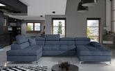 Coltar extensibil stanga 5 locuri ELTAP, Edr-19, Eduardo, 337x205x88 cm, lemn/poliester, albastru