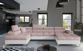 Coltar extensibil stanga 5 locuri ELTAP, Edr-20, Eduardo, 337x205x88 cm, lemn/poliester, roz deschis/alb