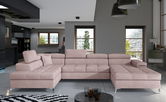 Coltar extensibil stanga 5 locuri ELTAP, Edr-21, Eduardo, 337x205x88 cm, lemn/poliester, roz deschis