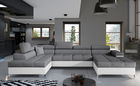 Coltar extensibil stanga 5 locuri ELTAP, Edr-23, Eduardo, 337x205x88 cm, lemn/poliester, gri inchis/alb