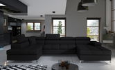 Coltar extensibil stanga 5 locuri ELTAP, Edr-24, Eduardo, 337x205x88 cm, lemn/poliester, negru