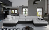 Coltar extensibil stanga 5 locuri ELTAP, Edr-25, Eduardo, 337x205x88 cm, lemn/poliester, gri deschis/negru