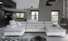 Coltar extensibil stanga 5 locuri ELTAP, Edr-26, Eduardo, 337x205x88 cm, lemn/poliester, gri deschis/alb