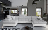 Coltar extensibil stanga 5 locuri ELTAP, Edr-26, Eduardo, 337x205x88 cm, lemn/poliester, gri deschis/alb