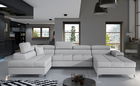 Coltar extensibil stanga 5 locuri ELTAP, Edr-27, Eduardo, 337x205x88 cm, lemn/poliester, gri deschis
