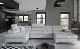Coltar extensibil stanga 5 locuri ELTAP, Edr-27, Eduardo, 337x205x88 cm, lemn/poliester, gri deschis