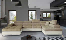 Coltar extensibil dreapta 5 locuri ELTAP, Edr-31, Eduardo, 337x205x88 cm, lemn/poliester, bej/crem