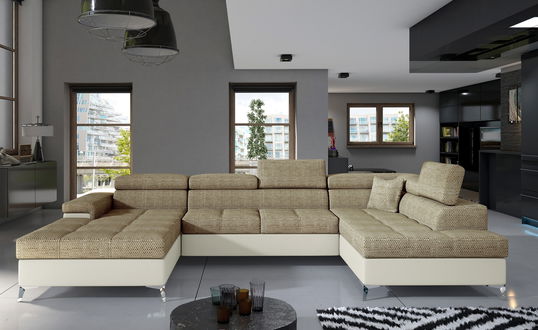 Coltar extensibil dreapta 5 locuri ELTAP, Edr-31, Eduardo, 337x205x88 cm, lemn/poliester, bej/crem