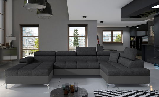 Coltar extensibil dreapta 5 locuri ELTAP, Edr-33, Eduardo, 337x205x88 cm, lemn/poliester, gri inchis/gri