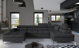 Coltar extensibil dreapta 5 locuri ELTAP, Edr-34, Eduardo, 337x205x88 cm, lemn/poliester, gri inchis