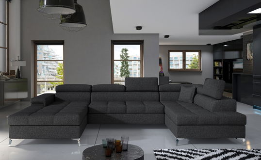 Coltar extensibil dreapta 5 locuri ELTAP, Edr-34, Eduardo, 337x205x88 cm, lemn/poliester, gri inchis
