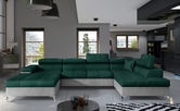 Coltar extensibil dreapta 5 locuri ELTAP, Edr-39, Eduardo, 337x205x88 cm, lemn/poliester, verde inchis/gri