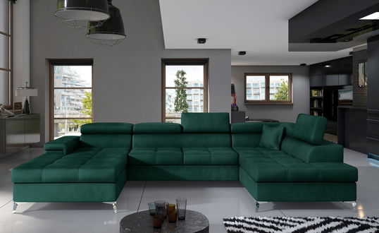 Coltar extensibil dreapta 5 locuri ELTAP, Edr-40, Eduardo, 337x205x88 cm, lemn/poliester, verde inchis