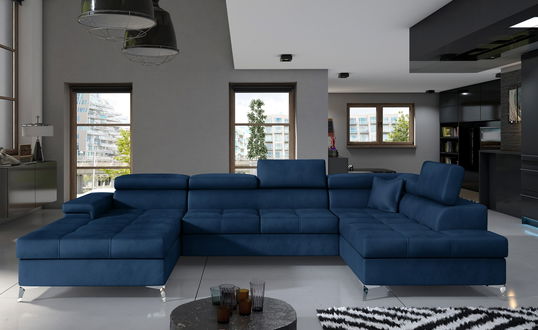 Coltar extensibil dreapta 5 locuri ELTAP, Edr-44, Eduardo, 337x205x88 cm, lemn/poliester, albastru inchis