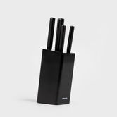 Set 5 cutite + suport Masterset, Homla, lemn/inox, negru