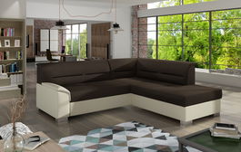 Coltar extensibil dreapta 4 locuri ELTAP, BR01, Bergen, 247x214x83 cm, lemn/poliester, maro inchis/bej
