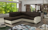 Coltar extensibil stanga 4 locuri ELTAP, BR03, Bergen, 247x214x83 cm, lemn/poliester, maro inchis/bej