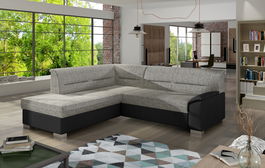 Coltar extensibil stanga 4 locuri ELTAP, BR05, Bergen, 247x214x83 cm, lemn/poliester, gri deschis/negru