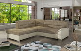 Coltar extensibil stanga 4 locuri ELTAP, BR07, Bergen, 247x214x83 cm, lemn/poliester, bej inchis/bej deschis