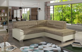 Coltar extensibil dreapta 4 locuri ELTAP, BR14, Bergen, 247x214x83 cm, lemn/poliester, bej inchis/bej deschis