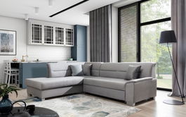 Coltar extensibil stanga 4 locuri ELTAP, BR20, Bergen, 247x214x83 cm, lemn/poliester, gri deschis