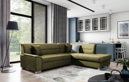 Coltar extensibil dreapta 4 locuri ELTAP, BR39, Bergen, 247x214x83 cm, lemn/poliester, verde olive