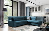 Coltar extensibil dreapta 4 locuri ELTAP, BR47, Bergen, 247x214x83 cm, lemn/poliester, albastru