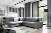 Coltar extensibil stanga 4 locuri ELTAP, BR52, Bergen, 247x214x83 cm, lemn/poliester, gri